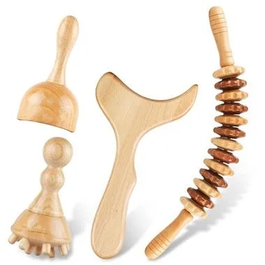 4pcs alat pijat terapi kayu