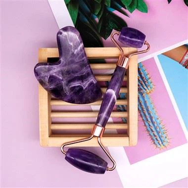 Crystal Facial Massage Amethyst Jade Roller untuk Wajah