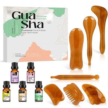 Alat wajah gua sha dan pijat oli pijat