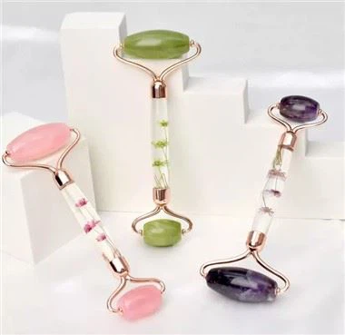Roller Jade Roller Jade yang Dipenuhi Bunga Nyata