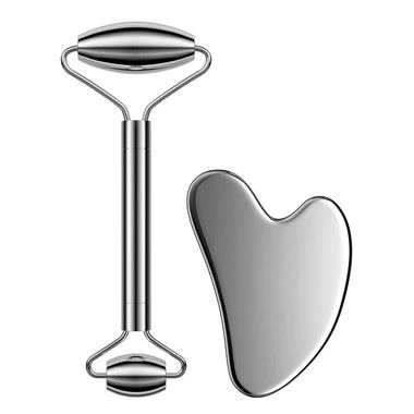 Roller Wajah Stainless Steel dan Gua Sha mengatur rahasia kecantikan Asia untuk wajah